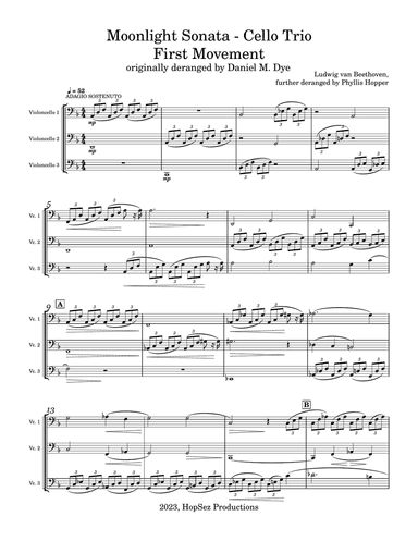 Moonlight Sonata mvt1 - D minor- cello trio