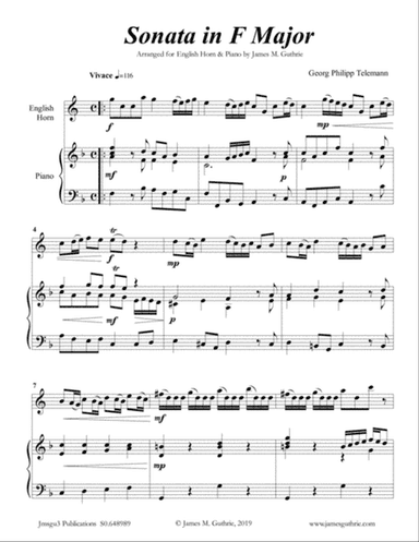 Telemann: Sonata in F Major for English Horn & Piano
