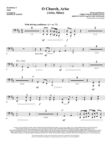 O Church, Arise (Arise, Shine) - Trombone 3/Tuba