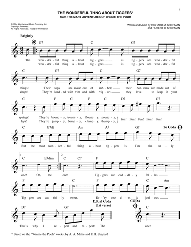 The Wonderful Thing About Tiggers (from The Many Adventures Of Winnie The Pooh)