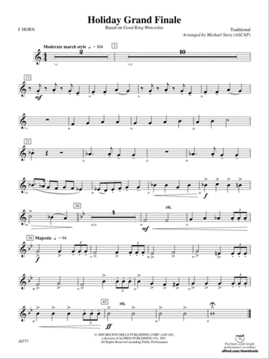 Holiday Grand Finale (Based on "Good King Wenceslas"): 1st F Horn