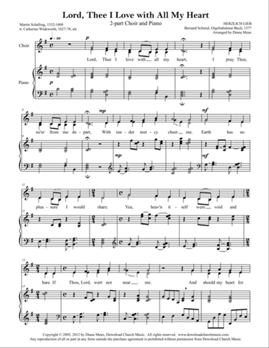 Lord, Thee I Love With All My Heart (SA Choir and Piano)