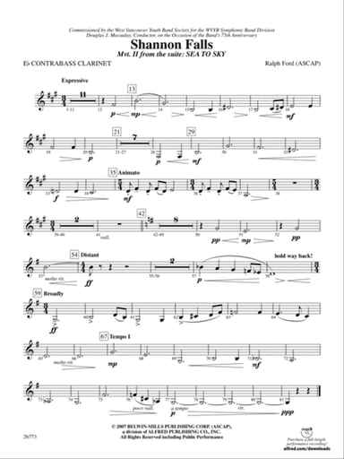 Shannon Falls (Movement 2 from Sea to Sky): E-flat Contrabass Clarinet