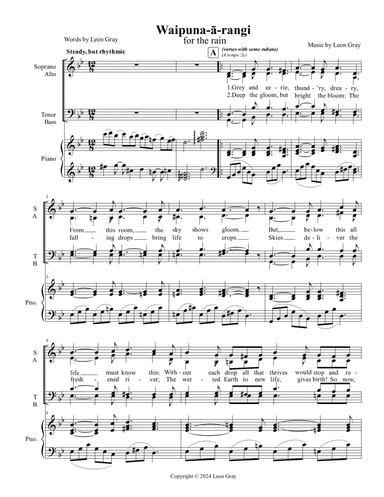 Waipuna-ā-rangi (SATB Carol Version)