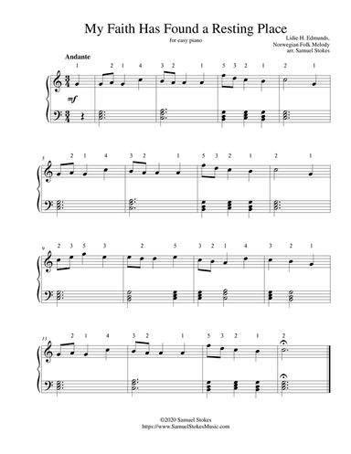 My Faith has Found a Resting Place (No Other Plea) - for easy piano