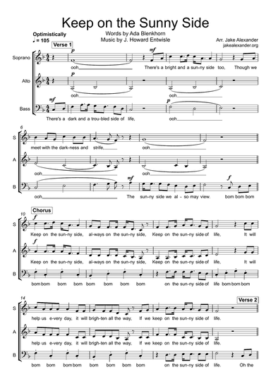 Keep on the Sunny Side - SAB a cappella