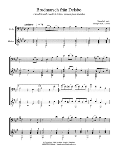 Brudmarsch fran Delsbo for cello and guitar