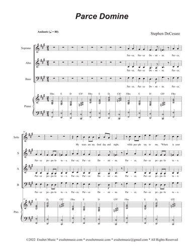 Parce Domine (Solo and SAB)