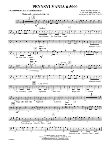 Pennsylvania 6-5000: WP 1st B-flat Trombone B.C.
