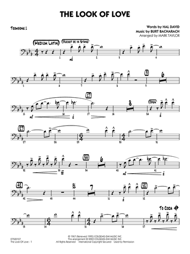 The Look of Love (arr. Mark Taylor) - Trombone 1