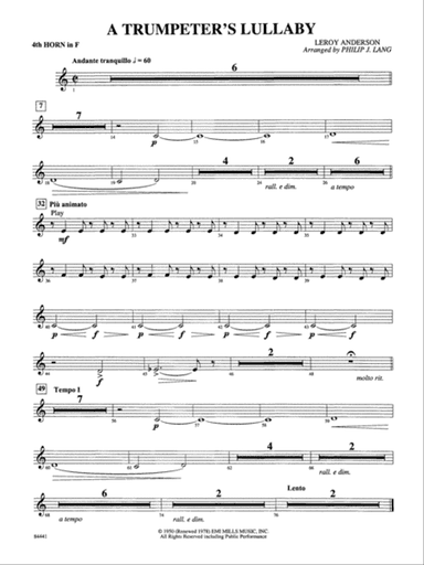 Trumpeter's Lullaby (with Trumpet Solo): 4th F Horn