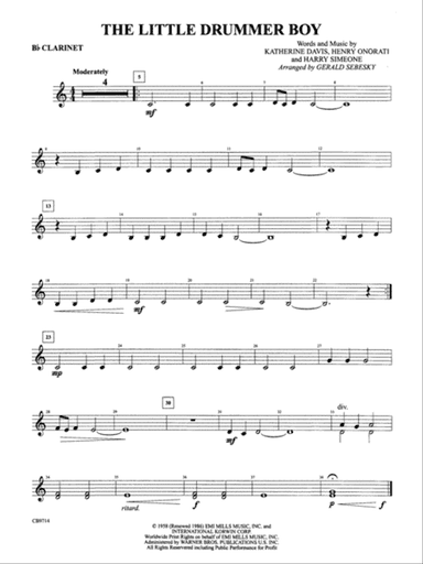The Little Drummer Boy: 1st B-flat Clarinet