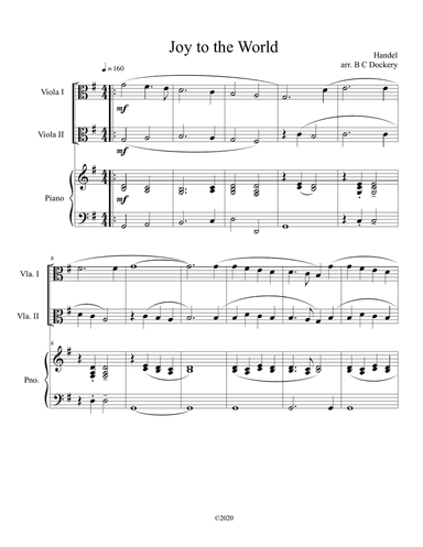 Joy to the World (viola duet) with optional piano accompaniment