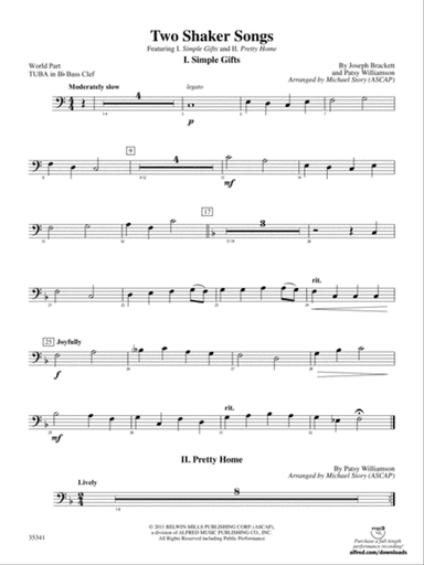 Two Shaker Songs: (wp) B-flat Tuba B.C.