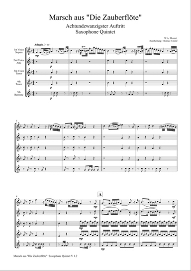 The Magic Flute, Mozart, March - Sax Quintet