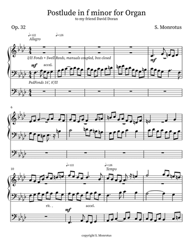 Postlude in f minor for Organ