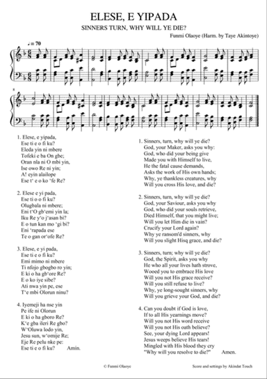 Sinners turn, why will you die?