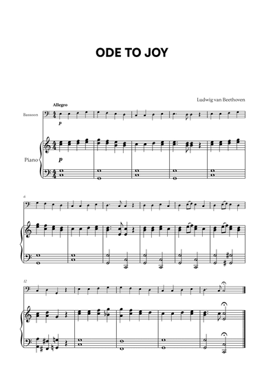 Beethoven - Ode to Joy for Bassoon and Piano