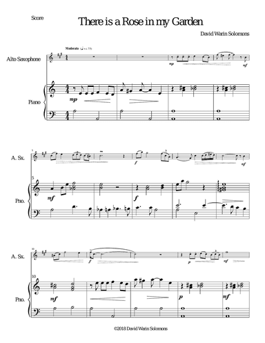 There is a Rose in my Garden for alto saxophone and piano
