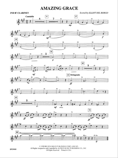 Amazing Grace: 2nd B-flat Clarinet