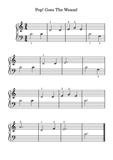 Pop! Goes The Weasel (for very early beginner piano student)