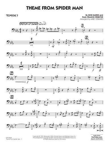 Theme from Spider Man (arr. Mike Tomaro) - Trombone 3