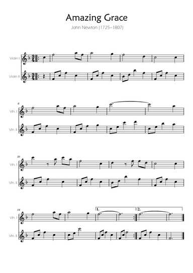 Amazing Grace - Violin Duet