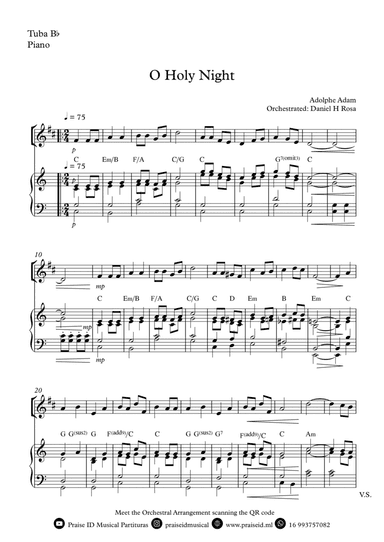 O Holy NIght - Christmas Carol - Bb Tuba and Piano