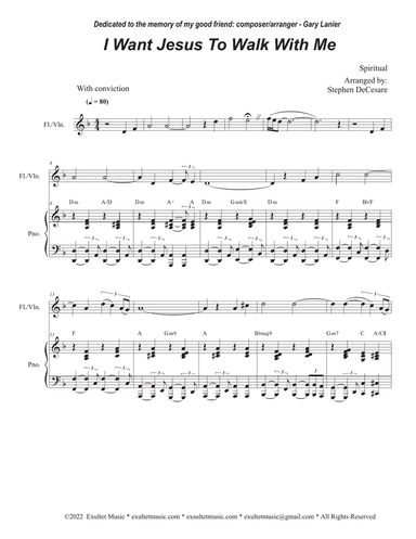 I Want Jesus To Walk With Me (Flute or Violin solo and Piano)