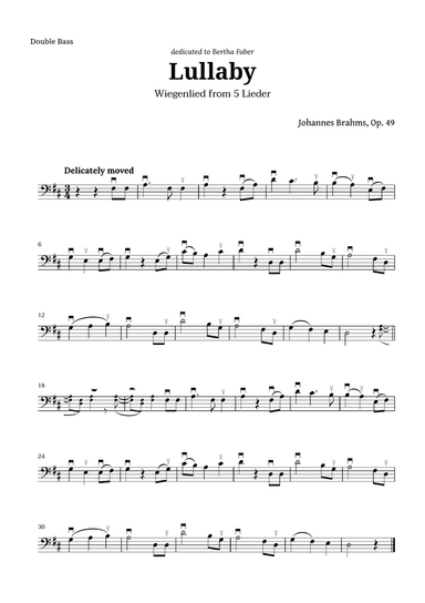Wiegenlied (lullaby) by Brahms for Double Bass
