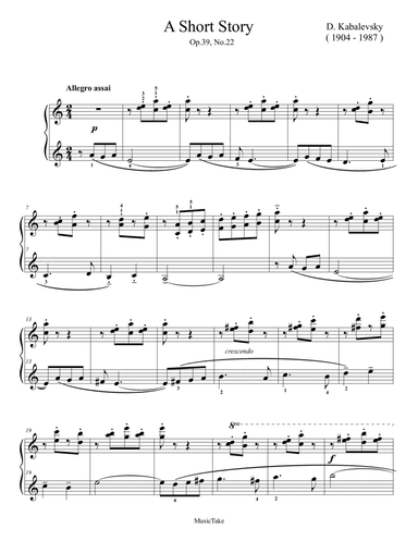Kabalevsky A Short Story Op.39 No.22