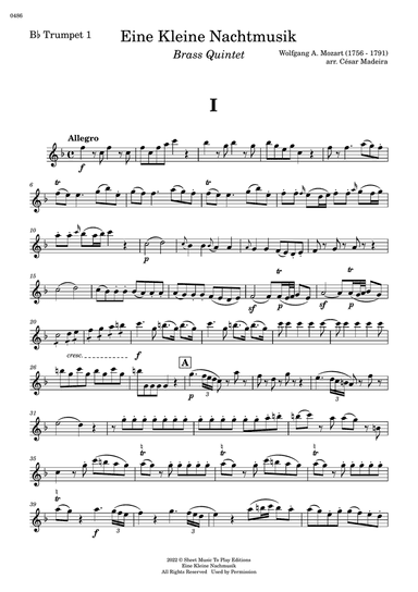 Eine Kleine Nachtmusik (1 mov.) - Brass Quintet (Individual Parts)