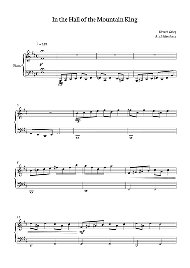 In The Hall of the Mountain King for piano solo