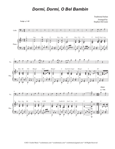 Dormi, Dormi, O Bel Bambin (Cello solo and Piano)