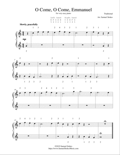 O Come, O Come, Emmanuel - for very easy piano