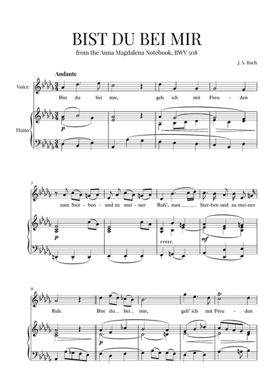 Bist du Bei Mir (D-Flat Major)