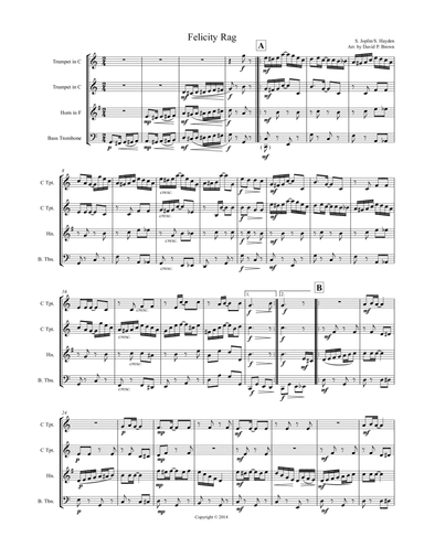 Felicity Rag for Brass Quartet