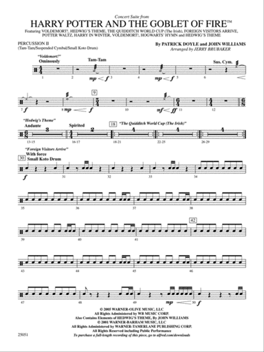 Harry Potter and the Goblet of Fire,™ Concert Suite from: 2nd Percussion