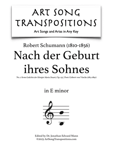 SCHUMANN: Nach der Geburt ihres Sohnes, Op. 135 no. 2 (transposed to E minor)