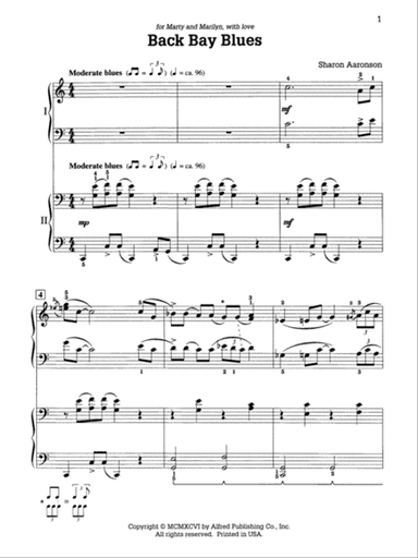 Back Bay Blues - Piano Duo (2 Pianos, 4 Hands)