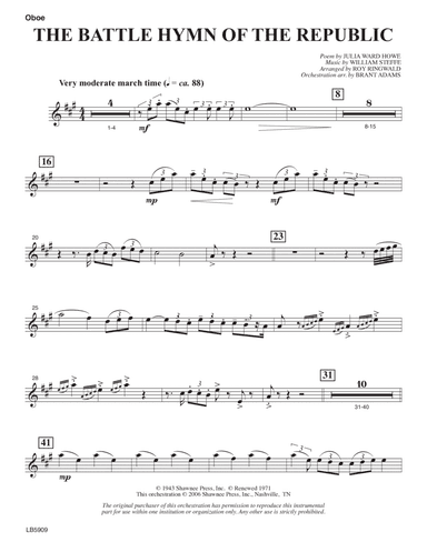 Battle Hymn of the Republic (arr. Roy Ringwald) - Oboe