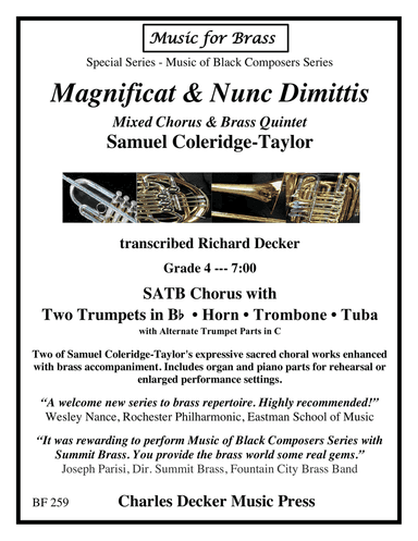 Magnificat and Nunc Dimittis for Mixed Chorus and Brass Quintet