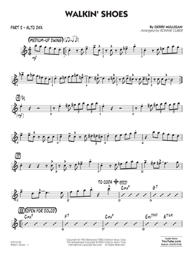 Walkin' Shoes (arr. Ronnie Cuber) - Part 2 - Alto Sax