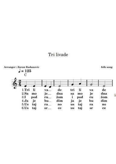 Tri livade - lead sheet