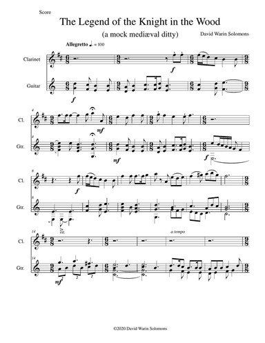 The legend of the knight in the wood for clarinet and guitar