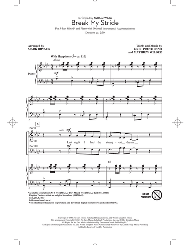 Break My Stride (arr. Mark Brymer)