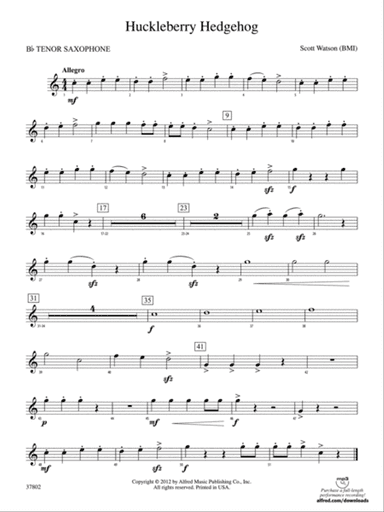 Huckleberry Hedgehog: B-flat Tenor Saxophone