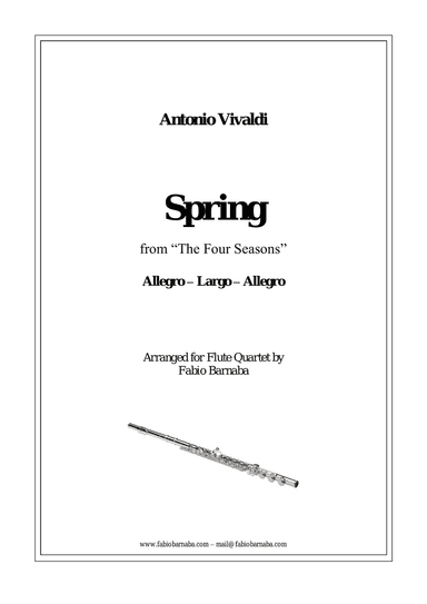 The Four Seasons - Spring - for Flute Quartet or Flute Choir