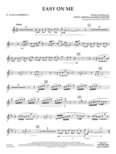 Easy on Me (arr. Michael Brown) - Eb Alto Saxophone 1