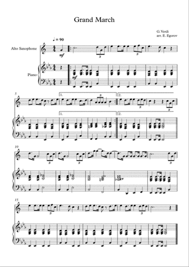 Grand March (Aida), Giuseppe Verdi, For Alto Saxophone & Piano